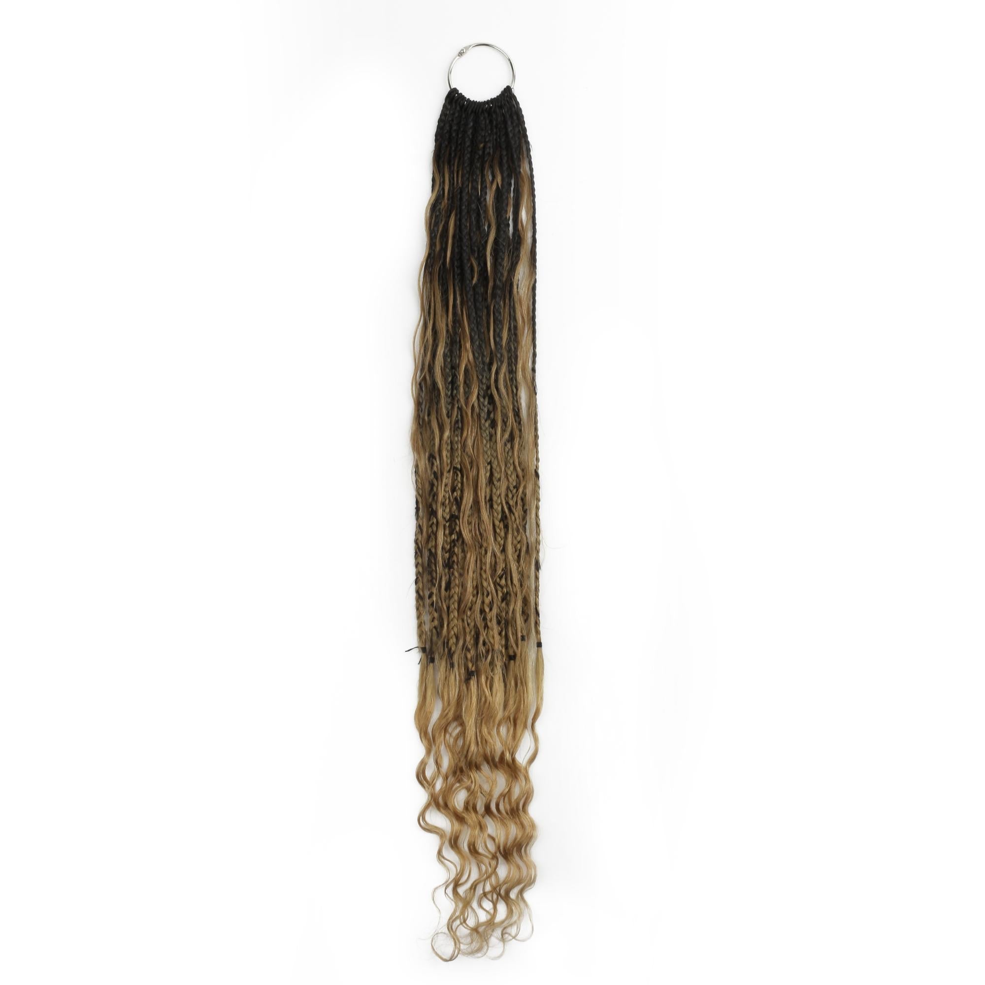 Honey Blonde Ombre Deep Wave Boho Braids with Human Hair Blend